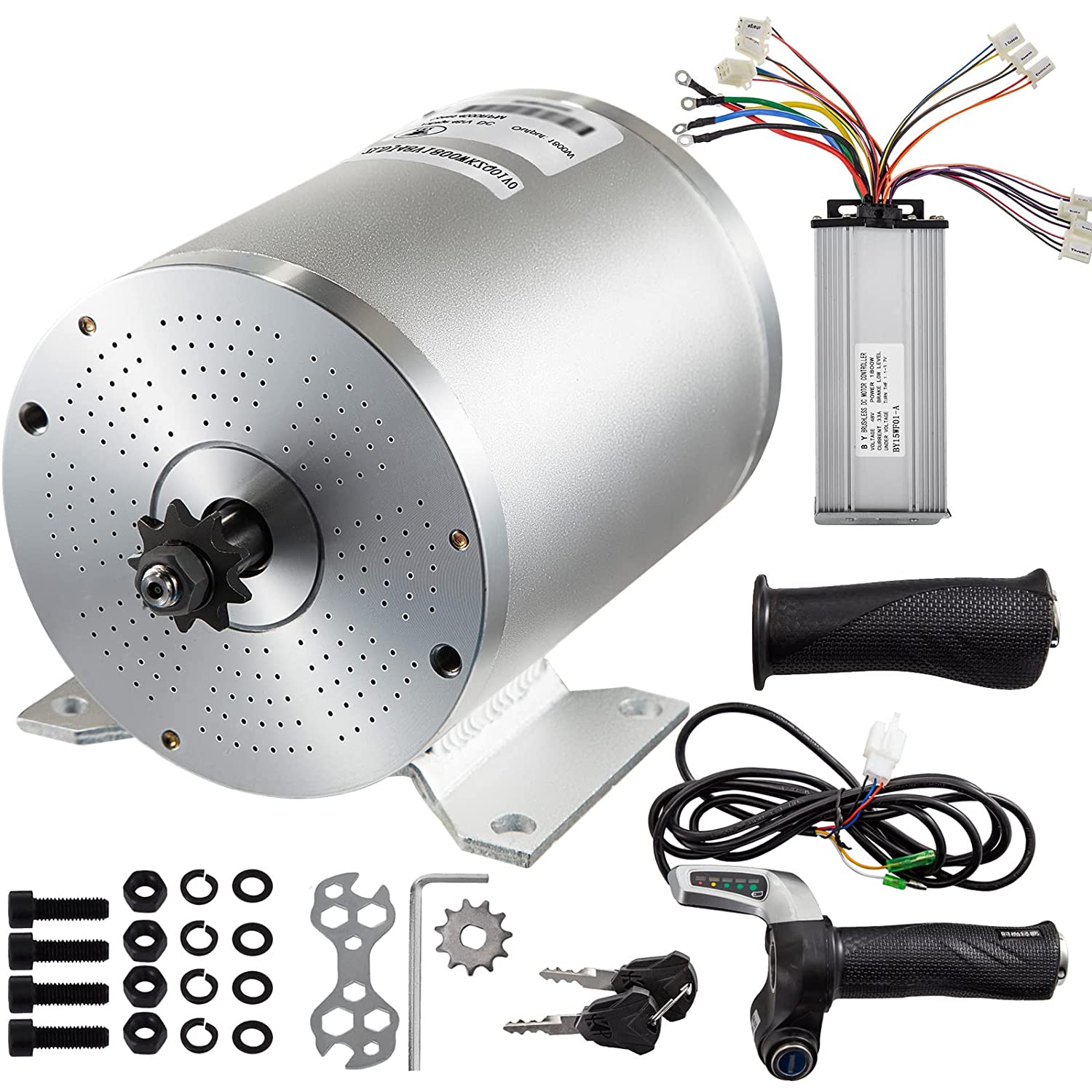 BestEquip Electric DC Motor, 2KW 48V Brushless Motor Kit 4300rpm High Speed Electric Scooter Motor for Go Kart Bike Motorcycle with Speed Controller