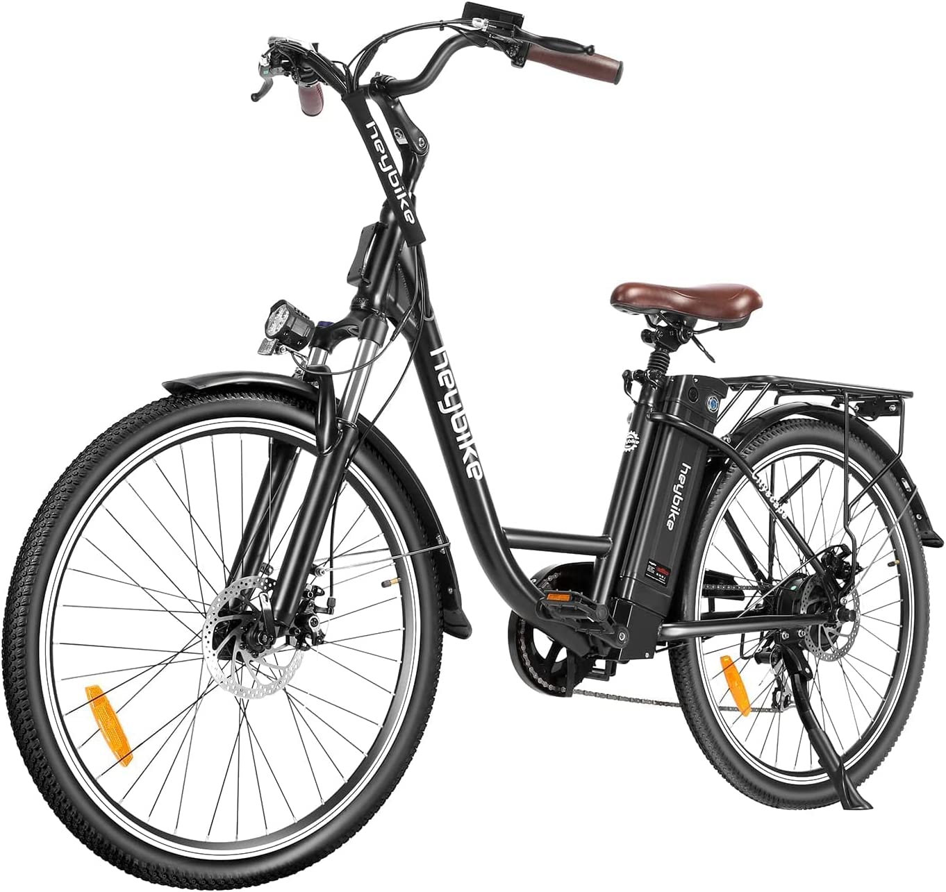 Heybike Cityscape Electric Bike 350W Electric City Cruiser Bicycle Up to 40 Miles Removable Battery, Shimano 7-Speed and Dual Shock Absorber