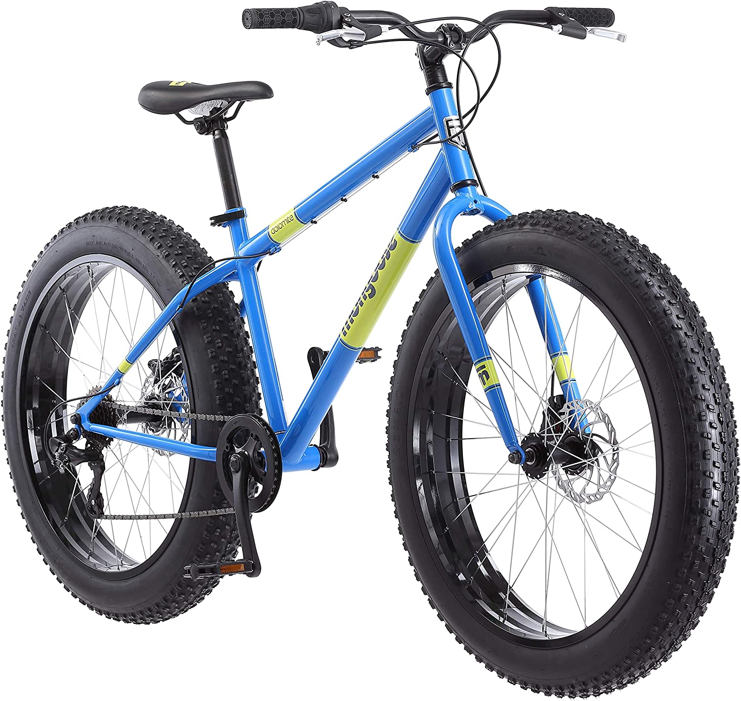 Mongoose Dolomite Mens Adult Fat Tire Mountain Bike, 26Inch Wheels, 4Inch Wide Knobby Tires, 7Speed, Steel Frame, Front and Rear Brakes