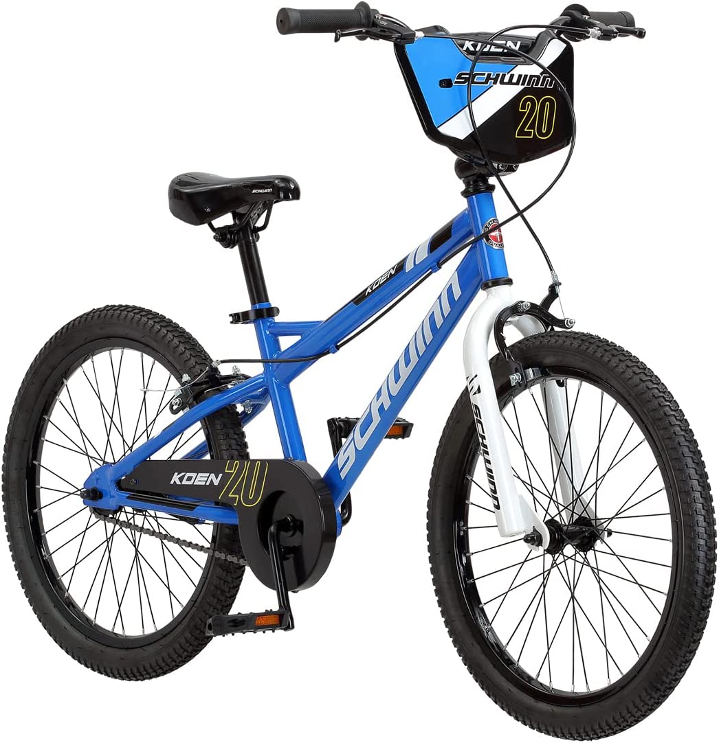 Schwinn Koen & Elm Toddler and Kids Bike, For Girls and Boys, 20-Inch Wheels, BMX Style, Kickstand Included, Chain Guard and Number Plate, Blue