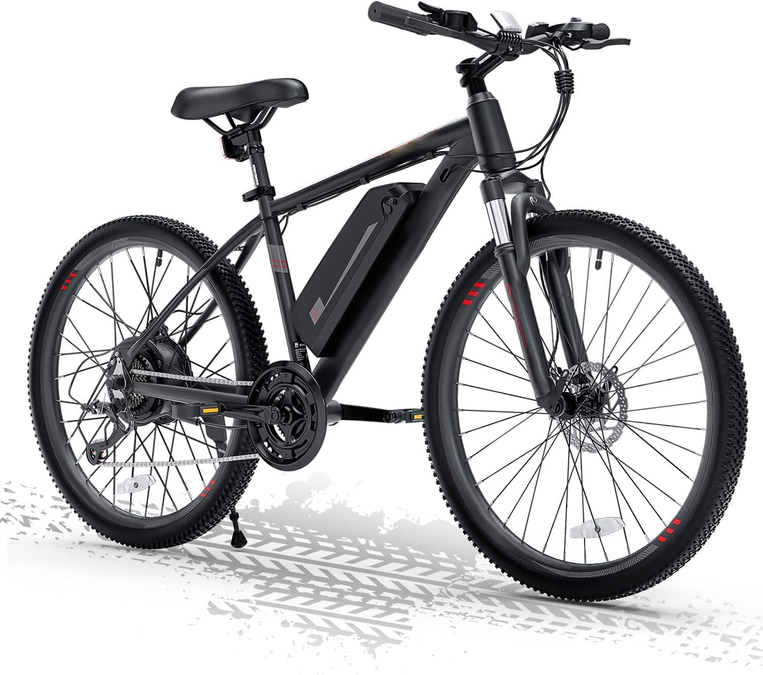 Electric Bike for Adults EBike, 2X Faster Charge 350W BAFANG Motor, 20MPH Mountain Bike 10.4AH Battery, LCD Display, Suspension Fork & Shimano 21 Speed Gears