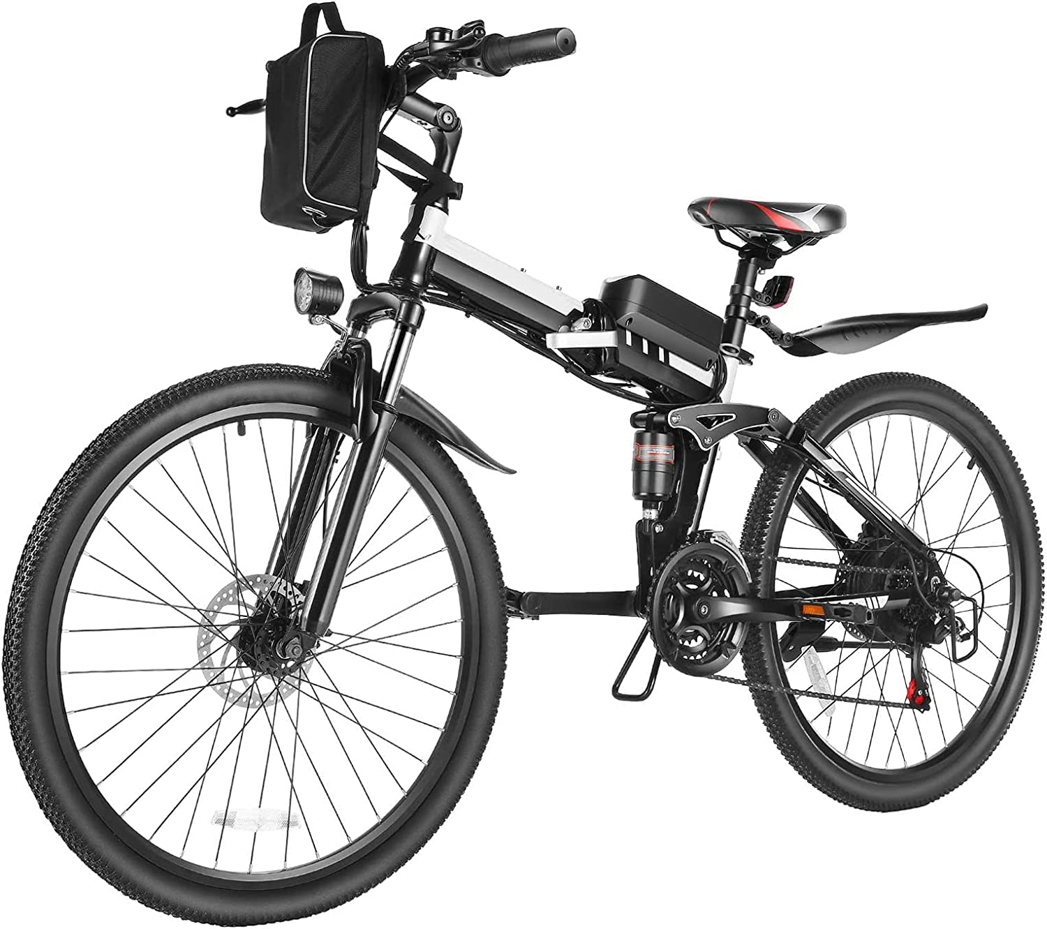 Men Ebike, 21-Speed Mountain Dual Shock Absorber Electric Bicycles, 500W Powerful Motor, 36V Battery, Max Speed 25mph, Commuter Electric Bike, 26 inches Foldable Front-Suspension Electric Bicycles