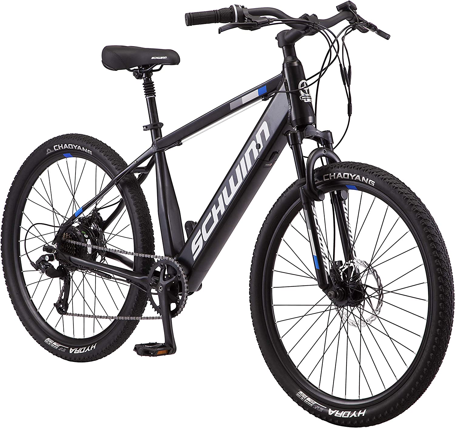 Schwinn Amalgam Adult Electric Bike, Hybrid Aluminum Frame, 7 Speed, 27.5-Inch Wheels, 375Wh Battery, Multiple Colors